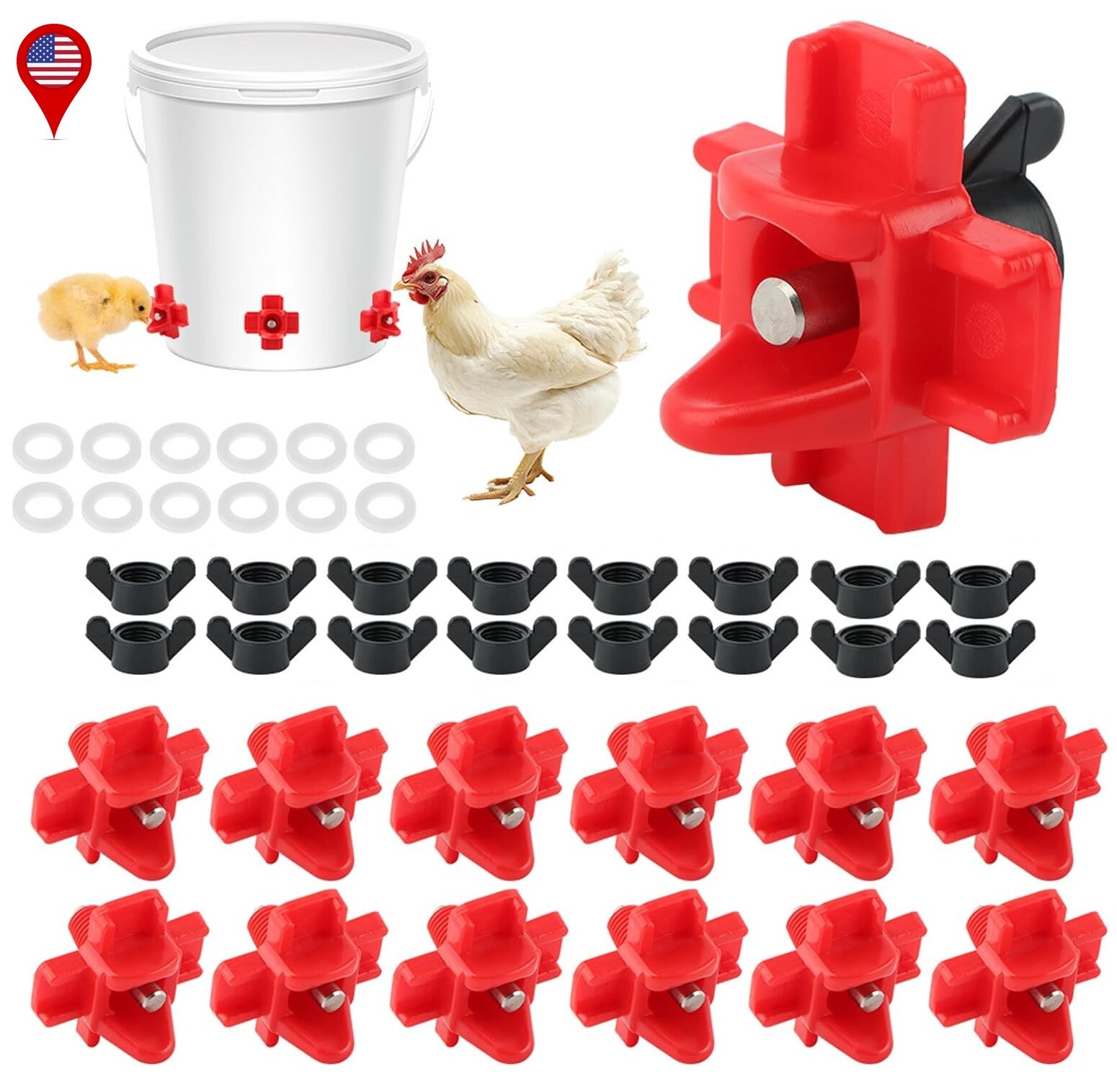 20× Chicken Nipples Automatic Waterer Poultry Drinker Hen Duck Quail Drinking US