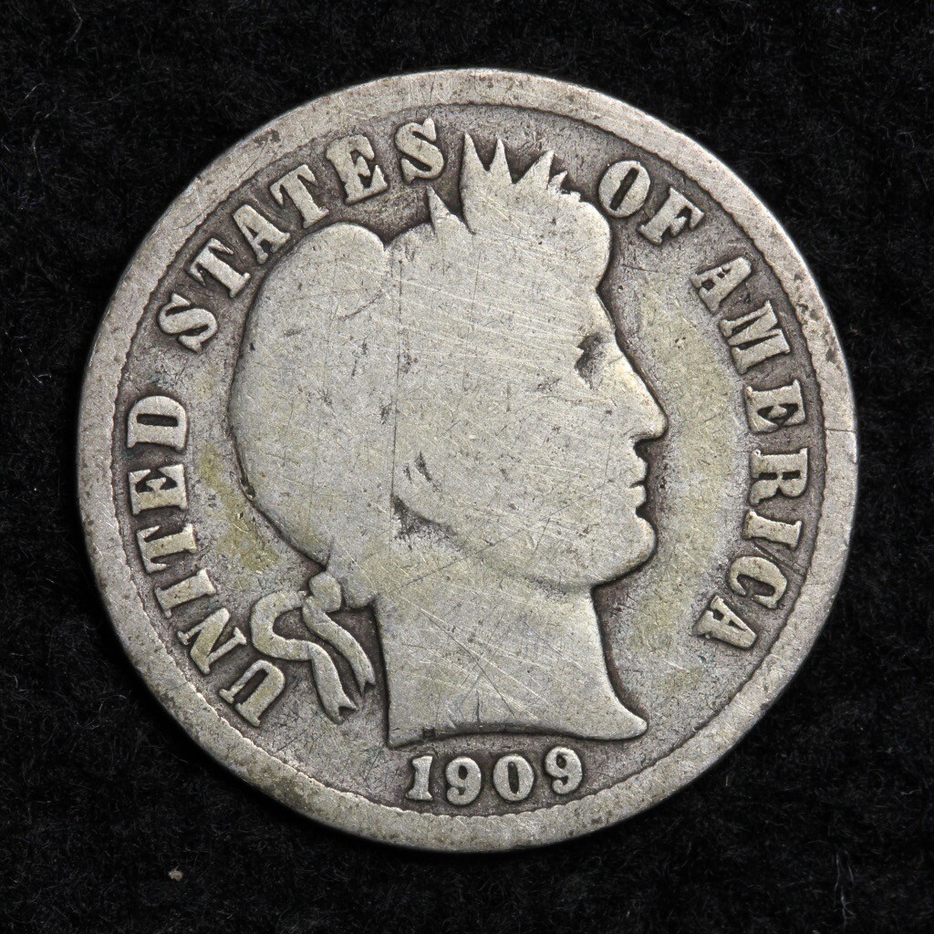 1909-D Silver Barber Dime GOOD FREE SHIPPING