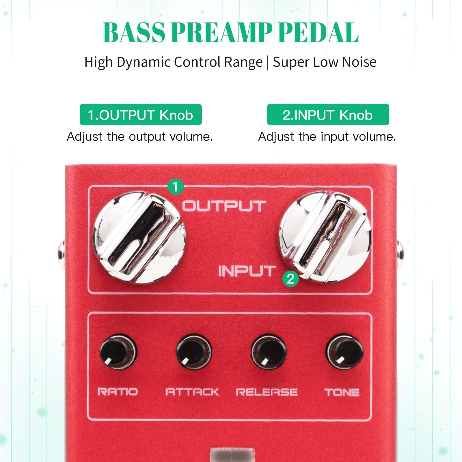 Bass Guitar Pedals Compressor Effect Pedal with Precise Compression Red