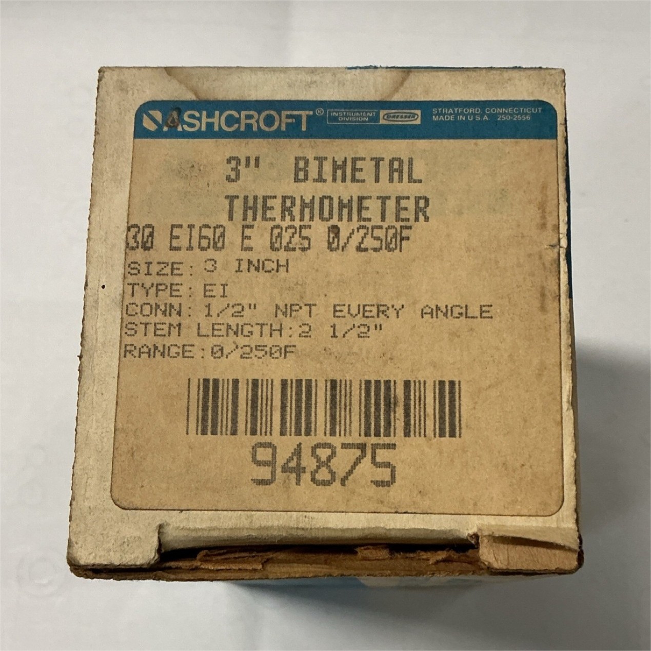 Ashcroft 3" Bimetal Thermometer Analog 30 E160 E 025 0/250F