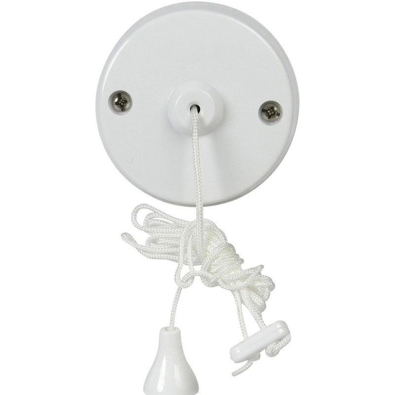 Ceiling Pull Cord Switch 10A 2 Way Round Light Switch White