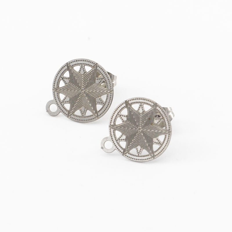 20pcs Stainless Steel Earrings Silver Star Earring Post With Ring  Accessories
