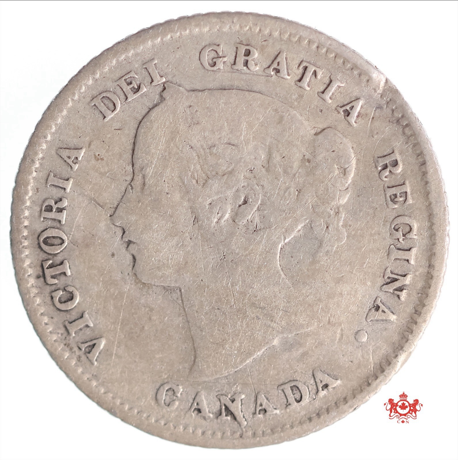 1875H Canada 5 Cents Small Date - Fine - Bent Lot#13225