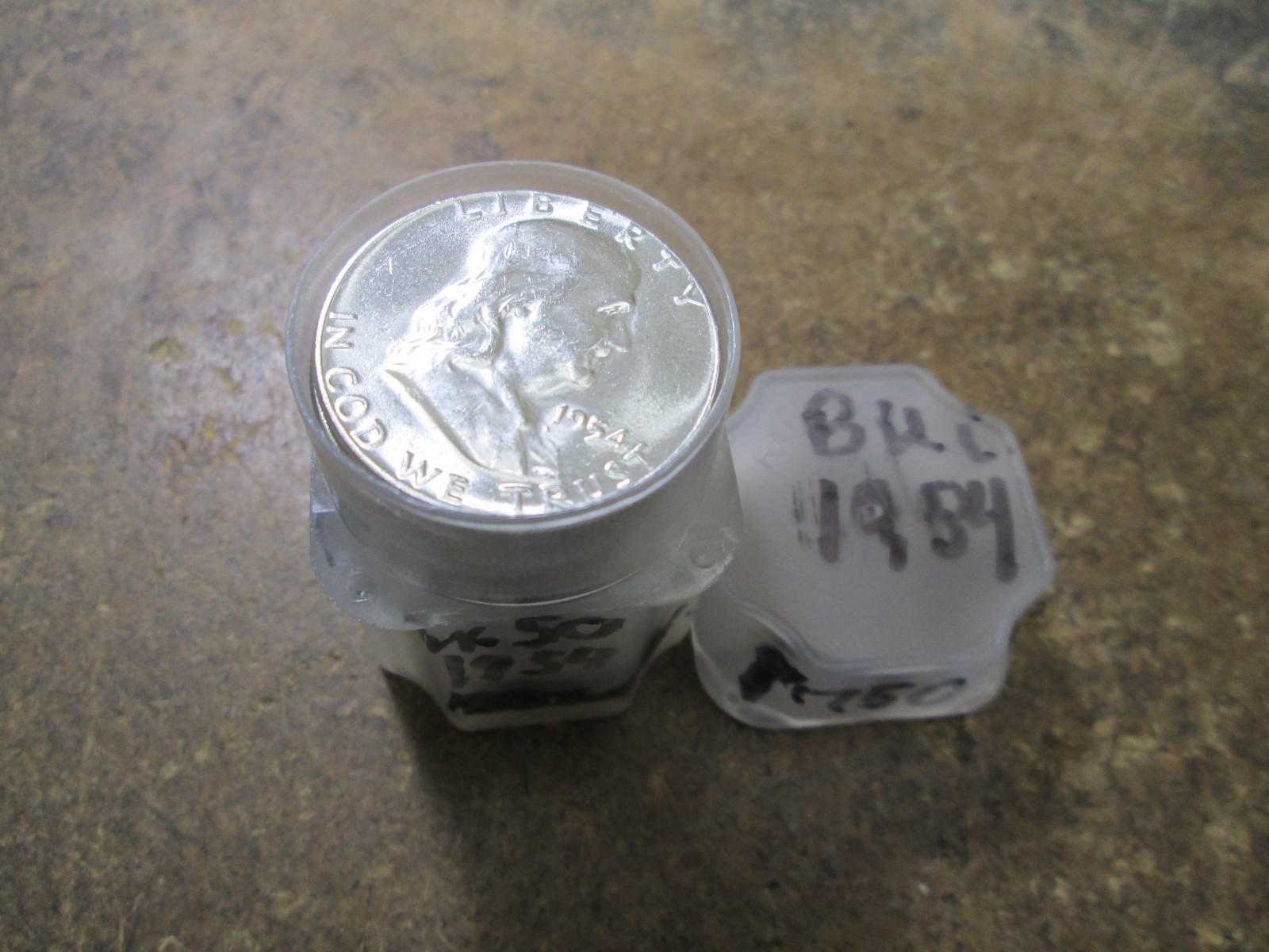 ORIGINAL MINT ROLL OF 20 US 1954 SILVER FRANKLIN HALF DOLLARS UNCIRCULATED- NICE