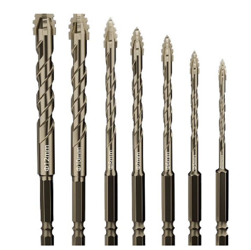 7Pcs Industrial Grade Carbide Drill Bit Set 4-12mm 1/4" Hex Shank Multi-Material