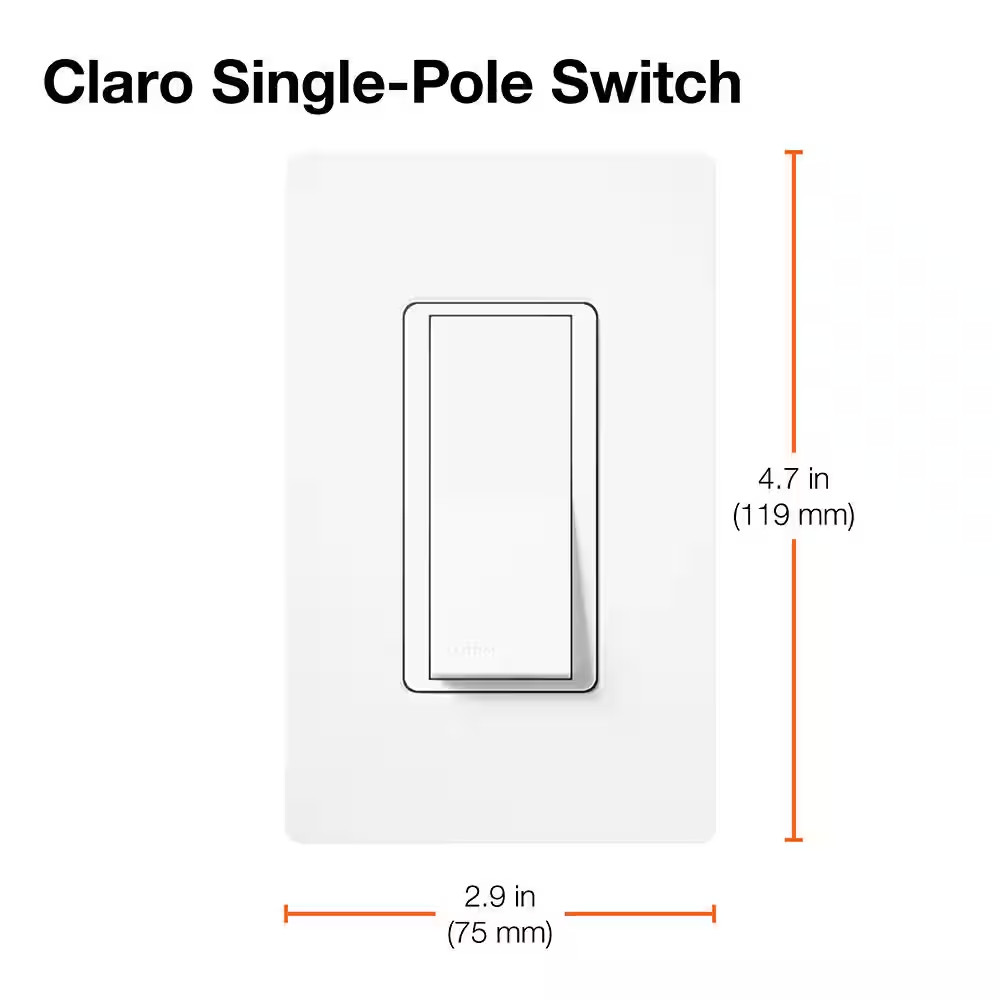 Claro On/Off Switch, 15 Amp/Single Pole, Black (CA-1PS-BL)
