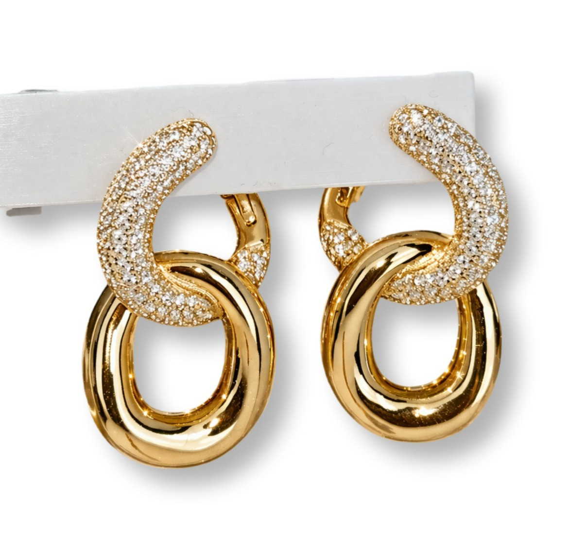 925 Earrings with Cubic Zirconia Chains Design Front - Back Curb Chain Links