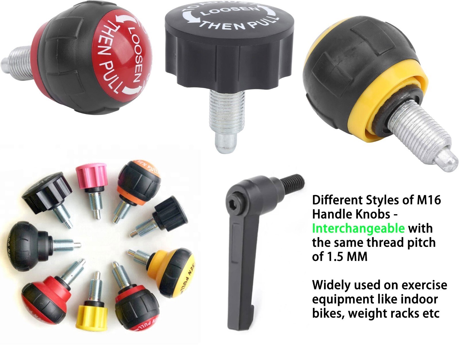 Pull-up Spring Knob Pop Pin for Most Exercise Bikes Equipments Weight Bench M16