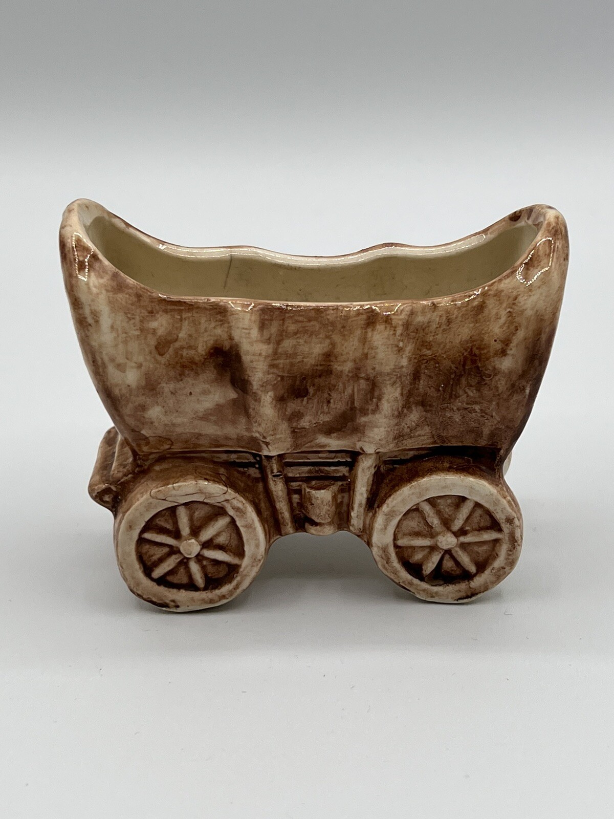 Vintage Miniature Conestoga Wagon Pottery Planter