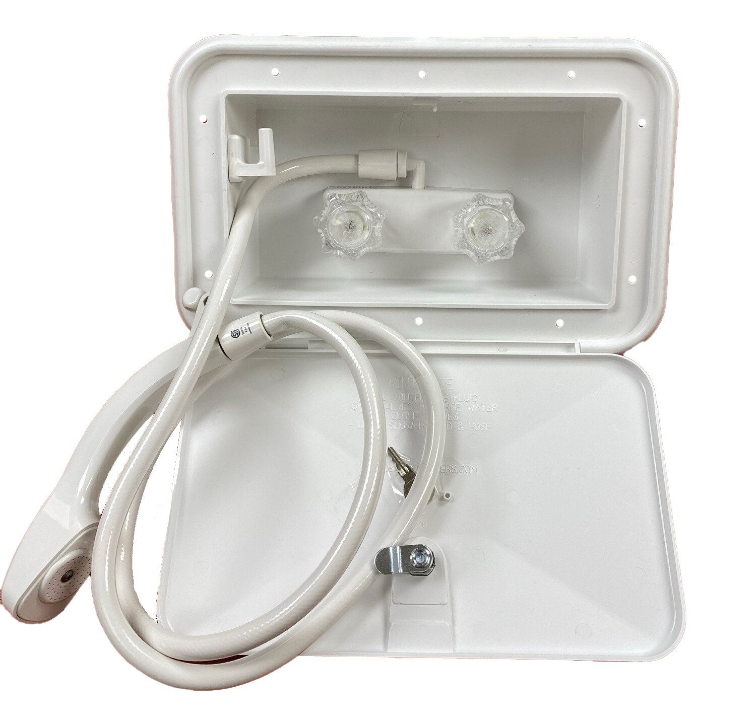 WHITE Exterior SHOWER BOX outdoor rv camper overlanding off-grid clean rinse