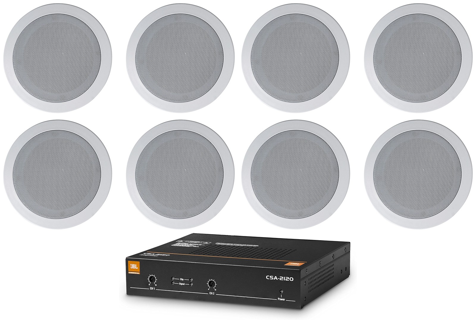 JBL CSA 2120 Commercial Amplifier Amp+8) White Ceiling Speakers 4 Restaurant/Bar