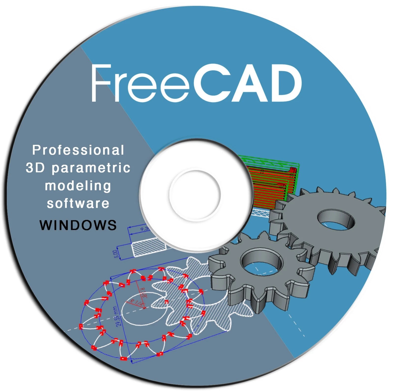 FreeCAD PRO 2D 3D Parametric Graphic Modeling Design Software-CNC-DWG-Windows-CD