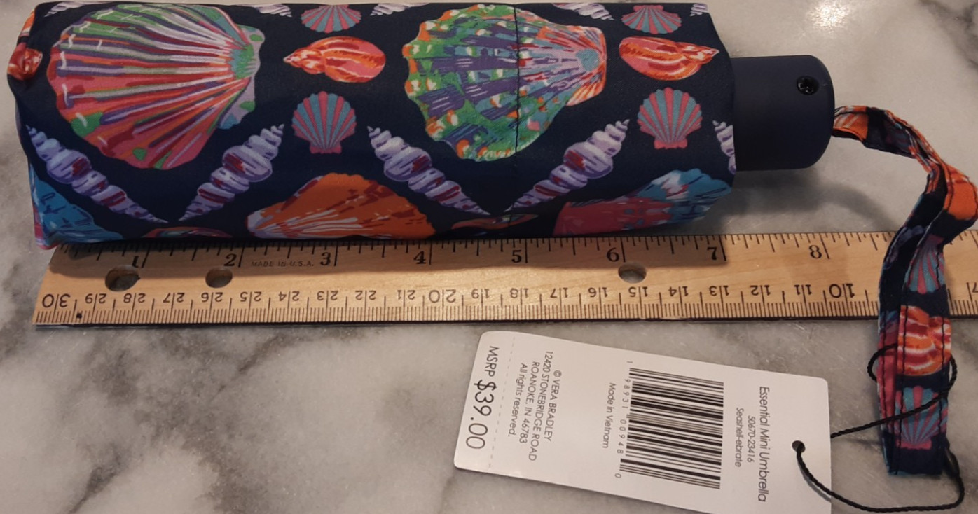 NWT Vera Bradley Essential Mini Umbrella Seashell-ebrate MSRP $39.00