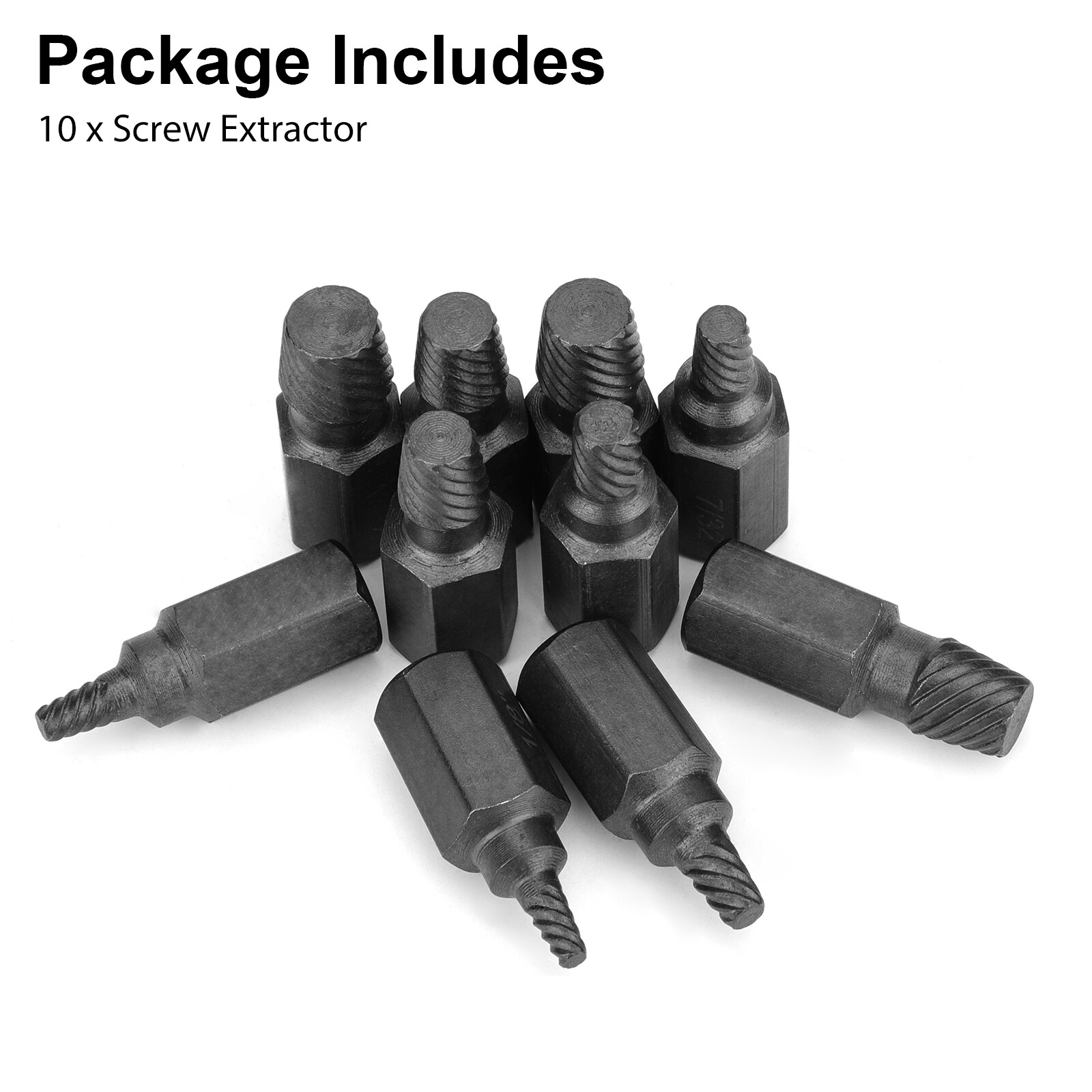 10Pcs Screw Extractor Set Hex Head Multi-Spline Easy Out Bolt Remover Tool Kit