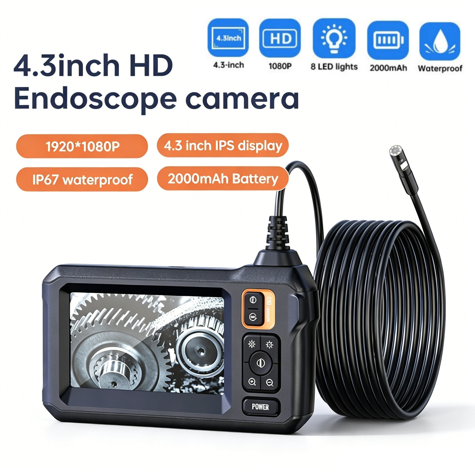 C30-M Dual Lens Industrial Endoscope 1080P HD Image Auto Pipe Inspection Camera