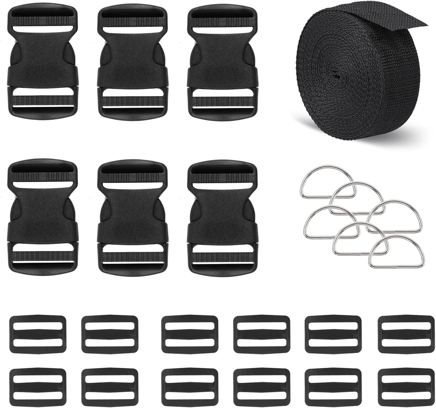 Buckle and Strap Set 1.5 Inch: 6 Yards of Thick Nylon Webbing, 6 Pcs of Heavy Du