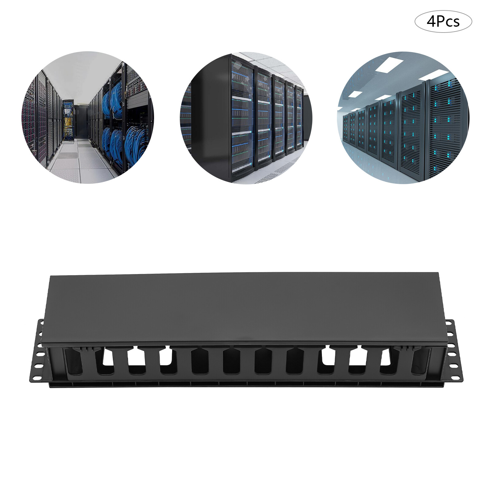 4-Pack Horizontal Cable Organizer for 19-Inch Racks - Efficient Management