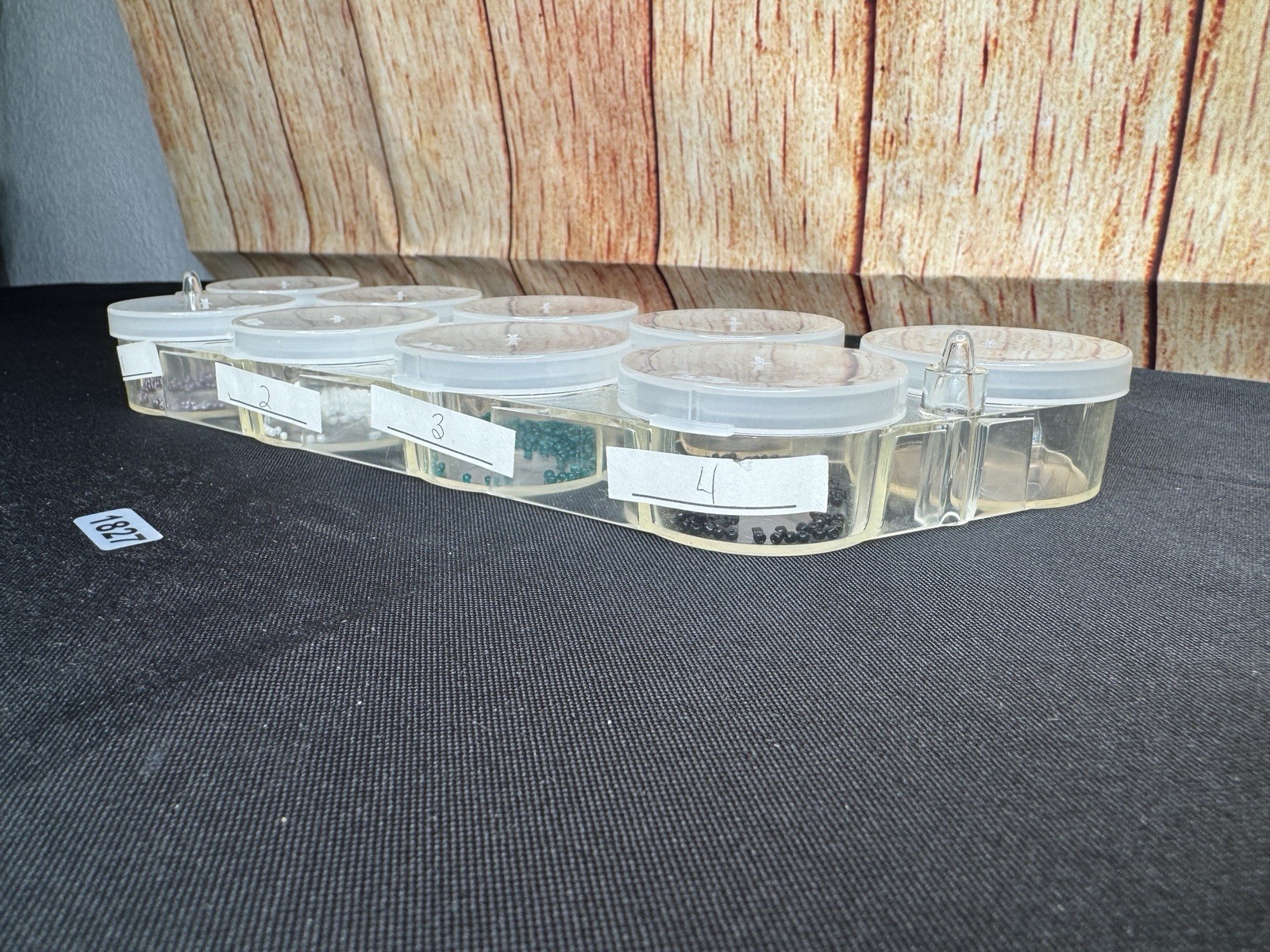 VTG Seed Bead Container W/ Some Glass Seed Beads