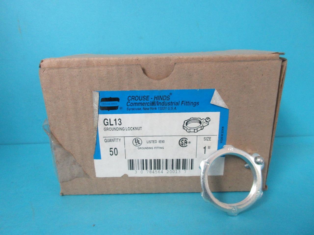 BOX OF 50 NEW CROUSE HINDS GL13 STEEL GROUNDING LOCKNUT 1" INCH FITTING RIGID