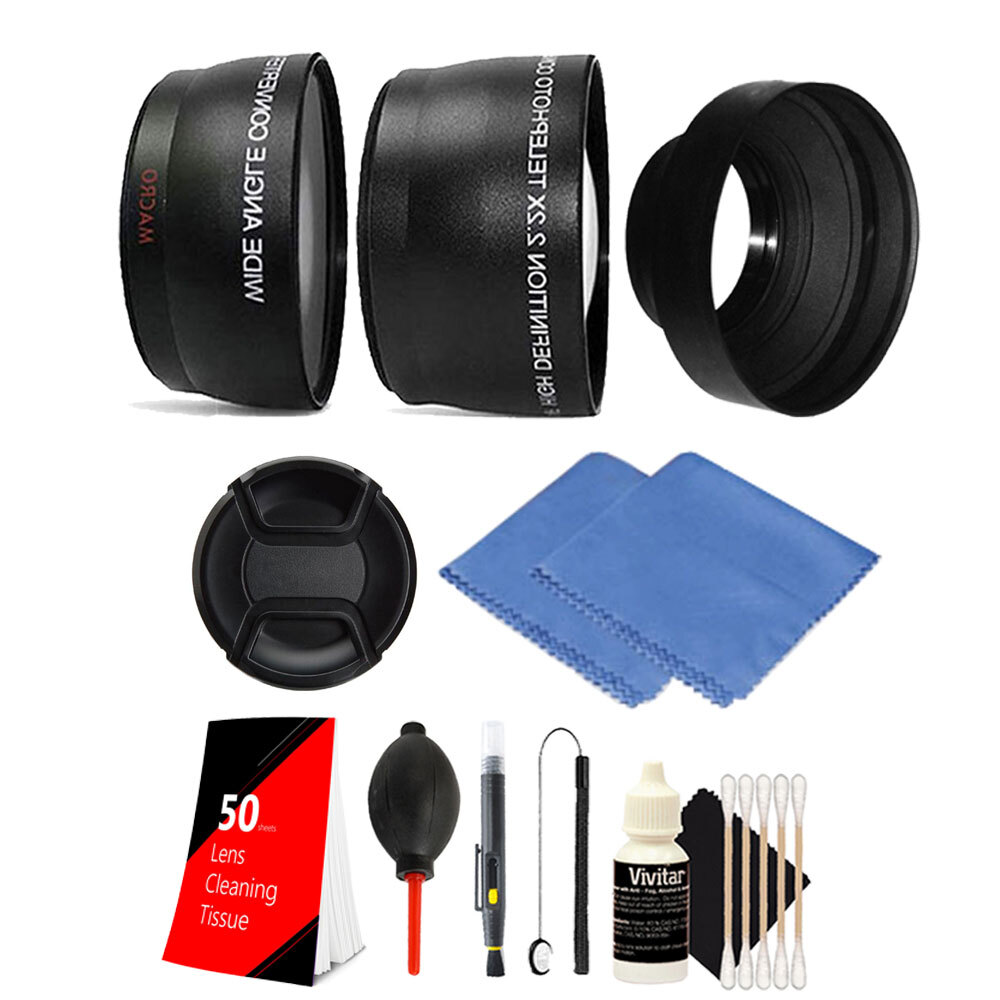 58mm Fisheye Telephoto & Wide Angle Lens + Rubber Hood Accessory Kit for Canon