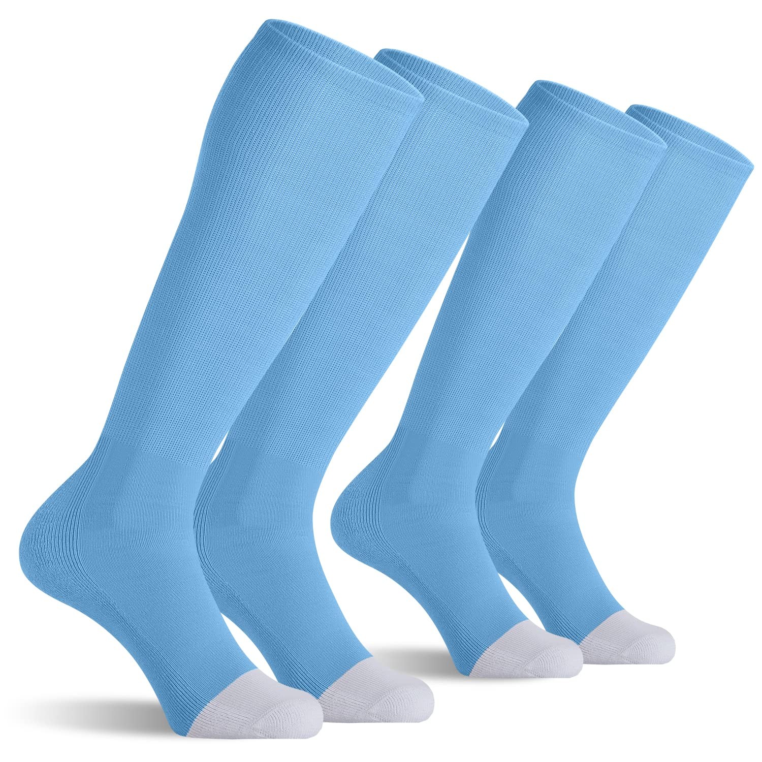 CELERSPORT 2 Pack Baseball Soccer Softball Socks Large, Light Blue（2 Pack）