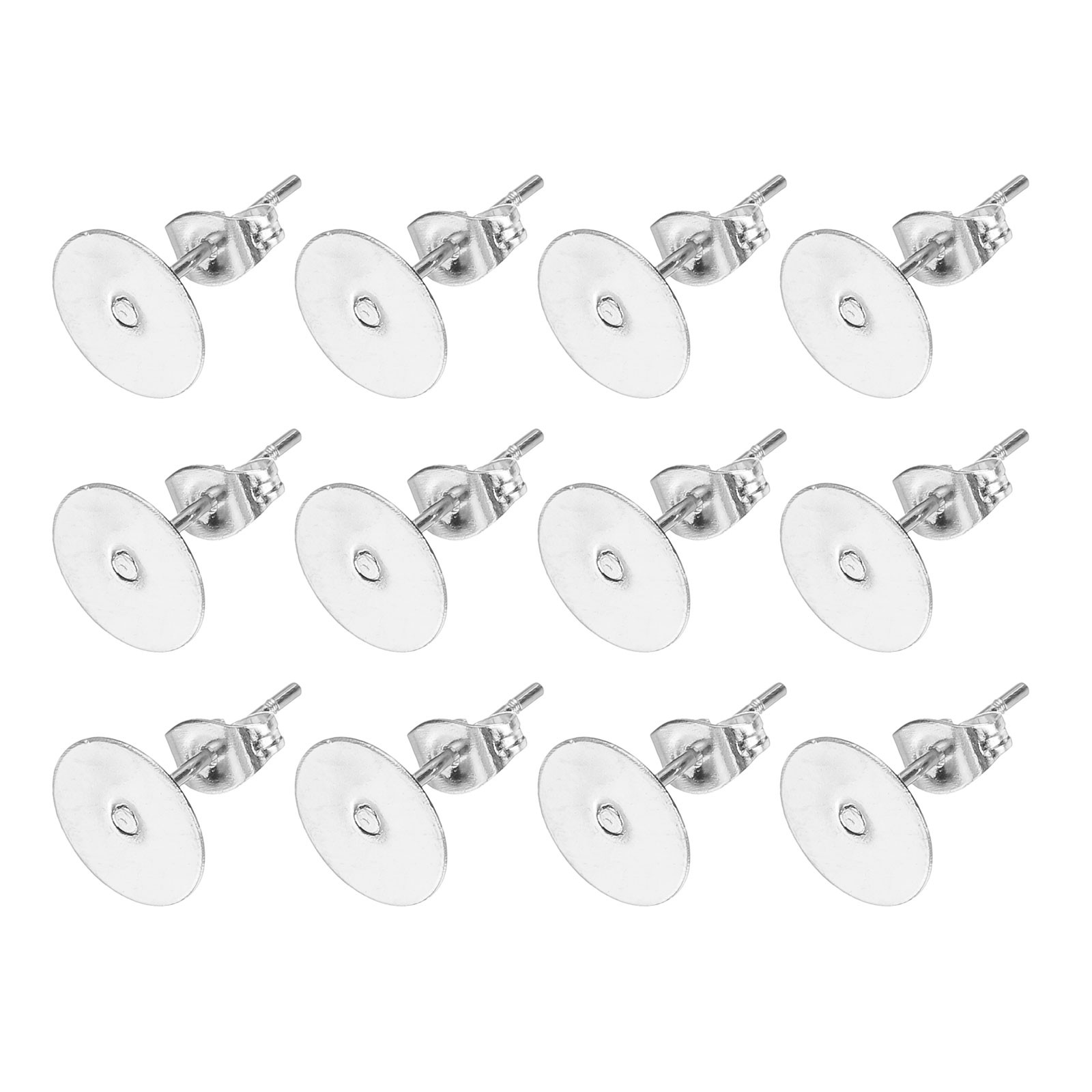 200Pcs Stud Earring Posts, 8mm Ear Pin with Butterfly Earring Backs, Silver