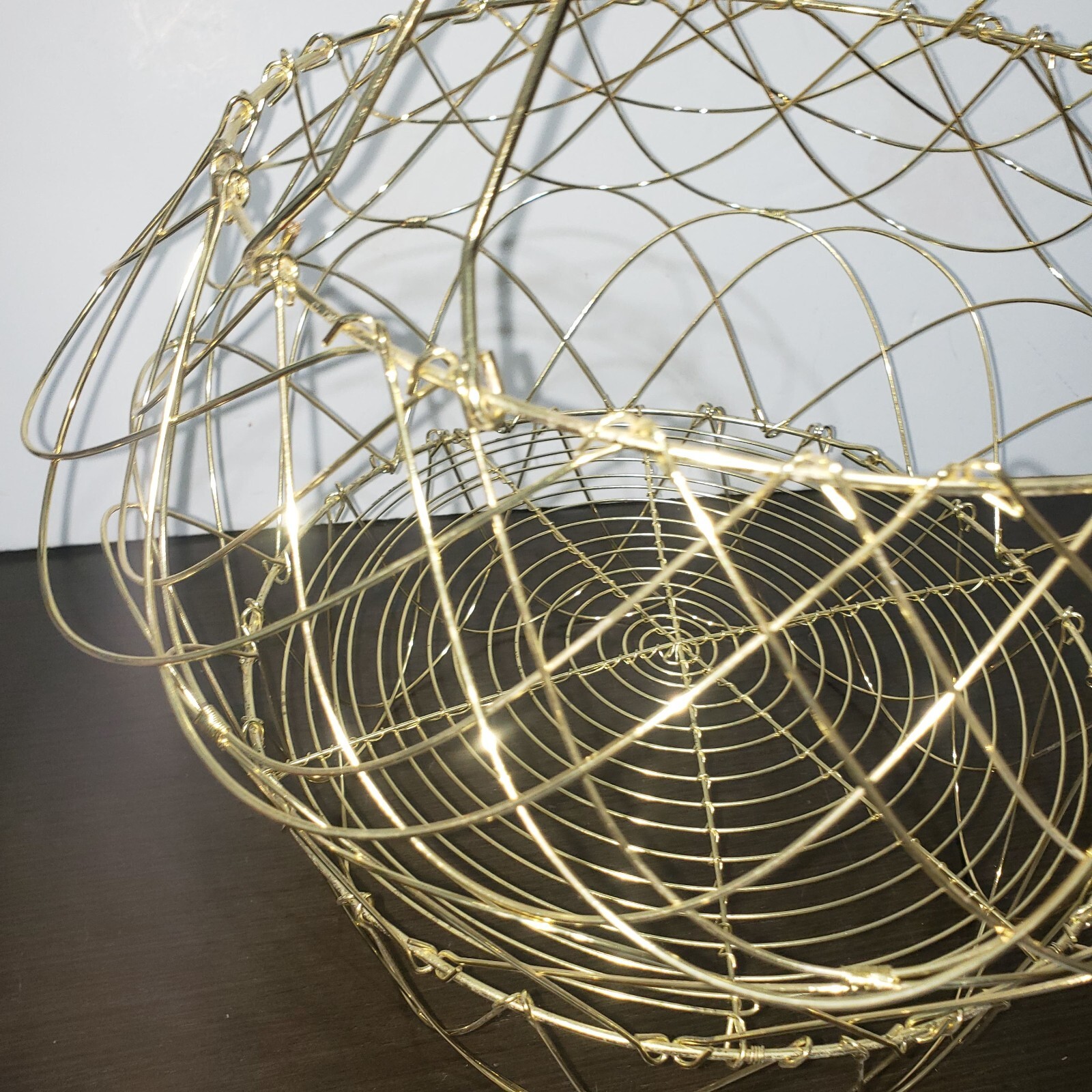 Gold Metal Wire Collapsible Folding Gathering Basket