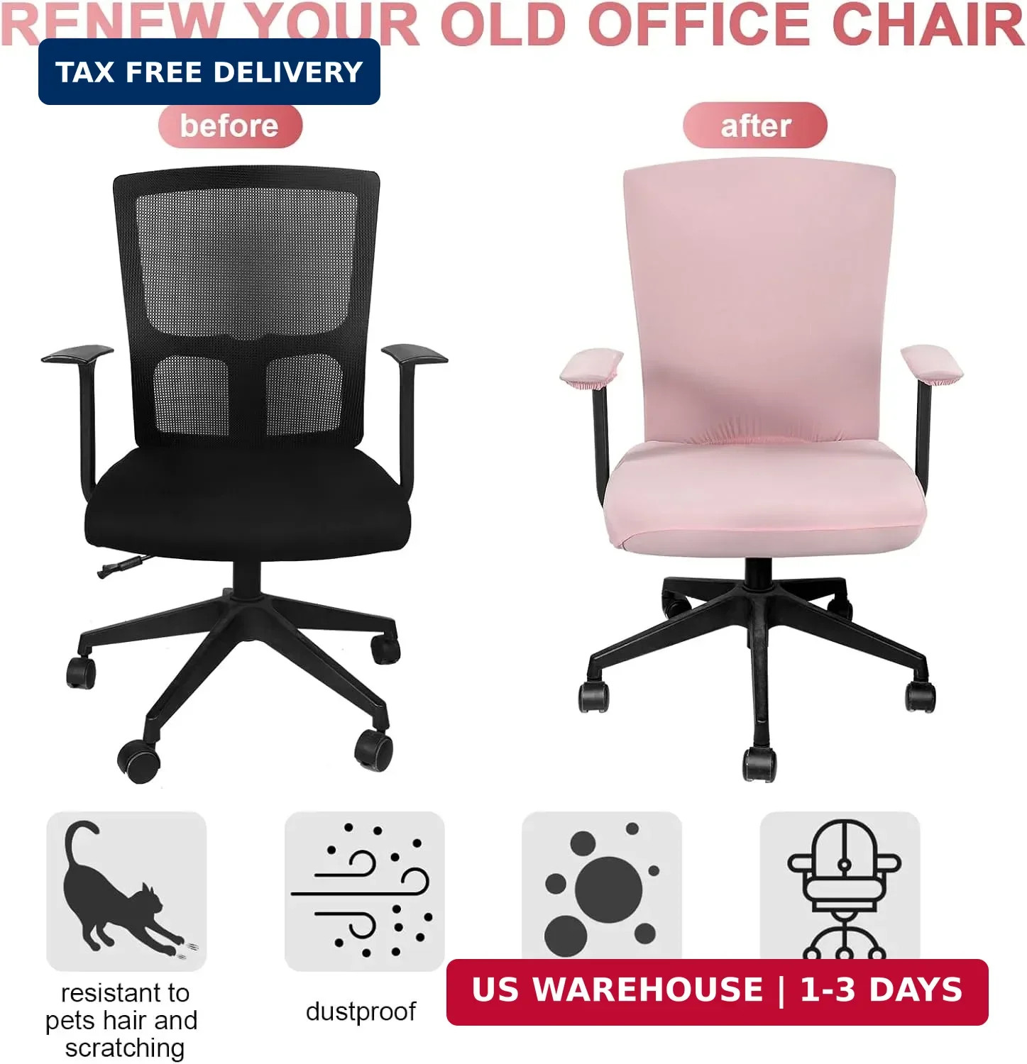 4 Pcs Office Chair Covers Set Computer Universal Protective Stretchable C