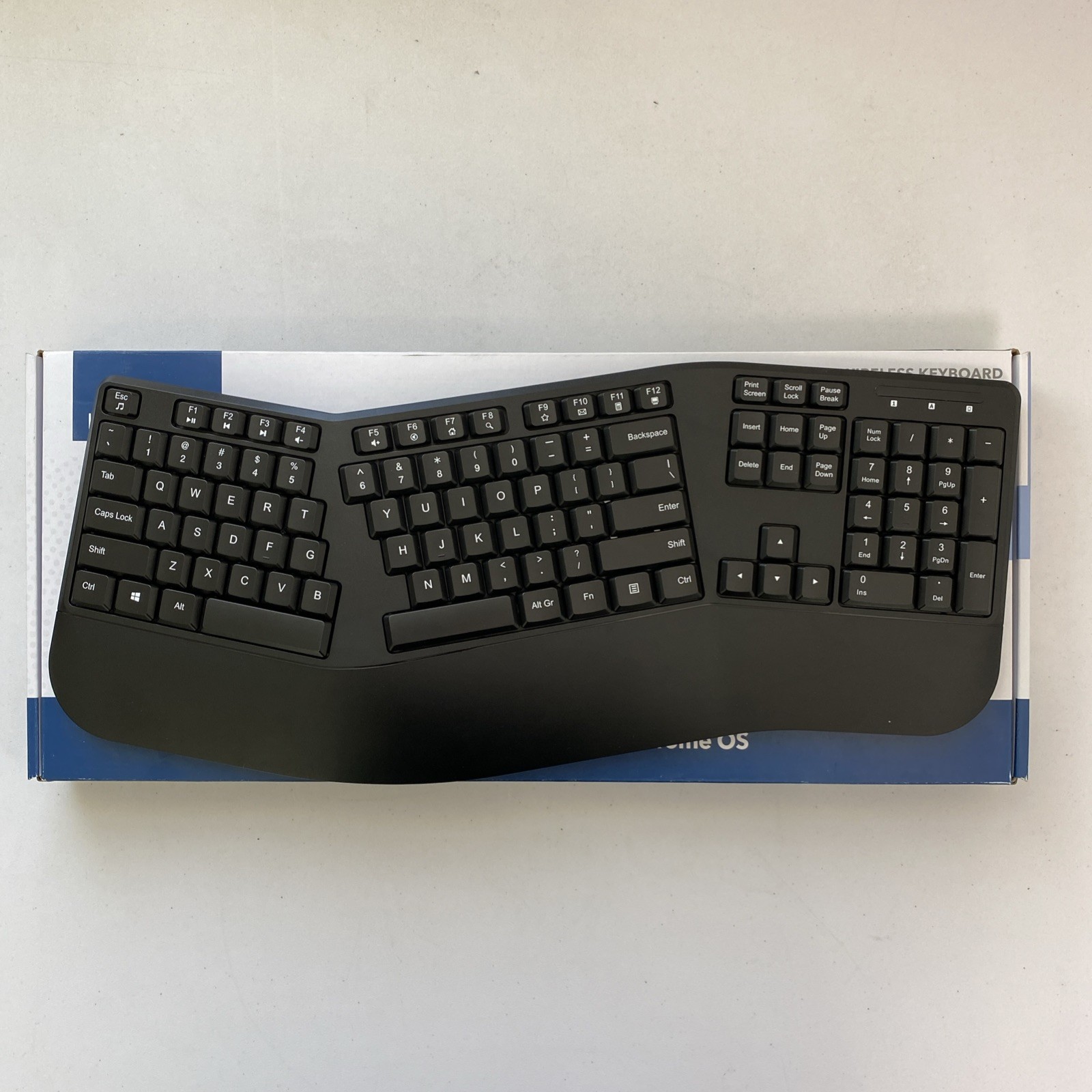 Insignia - Full-Size Wireless Ergonomic Membrane Keyboard - Black