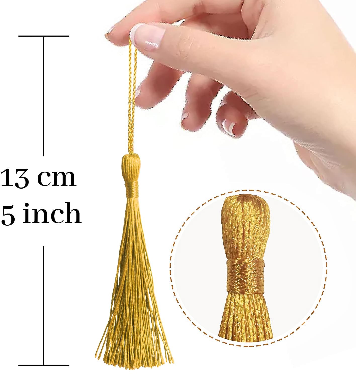Creatrill 100 Pcs Gold Mini Tassels 13cm/5 Inch with Loops for