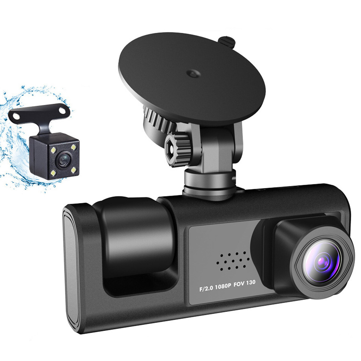 Car Dash Cam DVR 1080P Front/Rear/Inside Camera Video Recorder Motion Detection