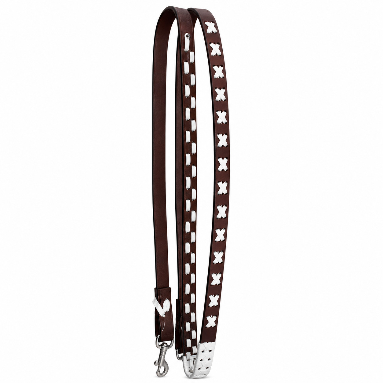 Horse Horse Western Brown Leather 8' Silver Laced Barrel Contest Reins 66AA04BR