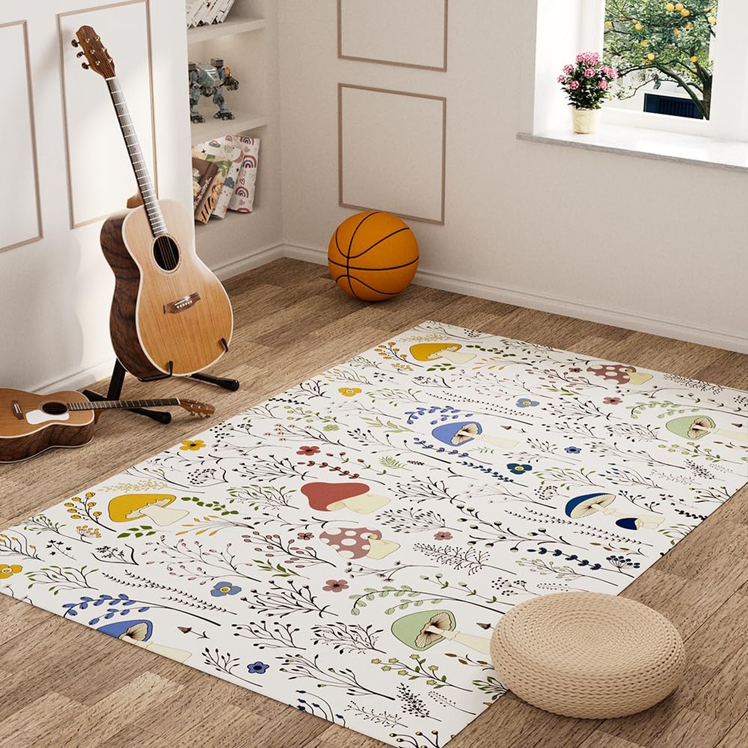 Lovely Mushroom Area Rugs 4' x 6' Ultra Soft Faux Wool Area Rug Decorative No...