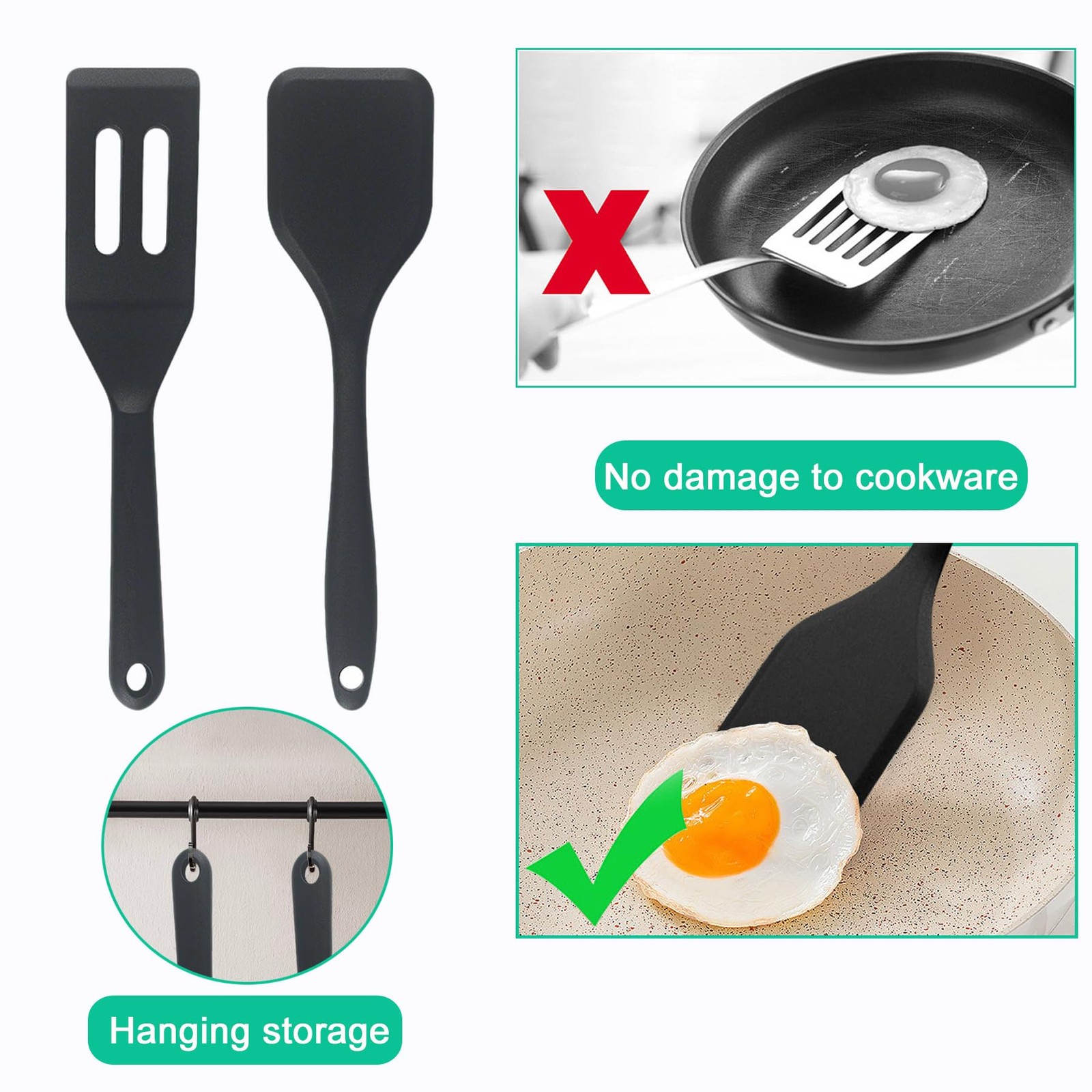 （2 Pack） Heat-Resistant Flexible Silicone Spatula for Baking, Cooking, Small ..