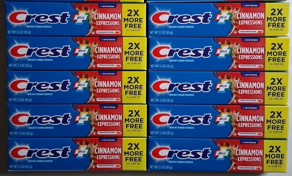 Crest Plus Expressions Cinnamon Rush Whitening Toothpaste 2.3 oz Lot of 10 New