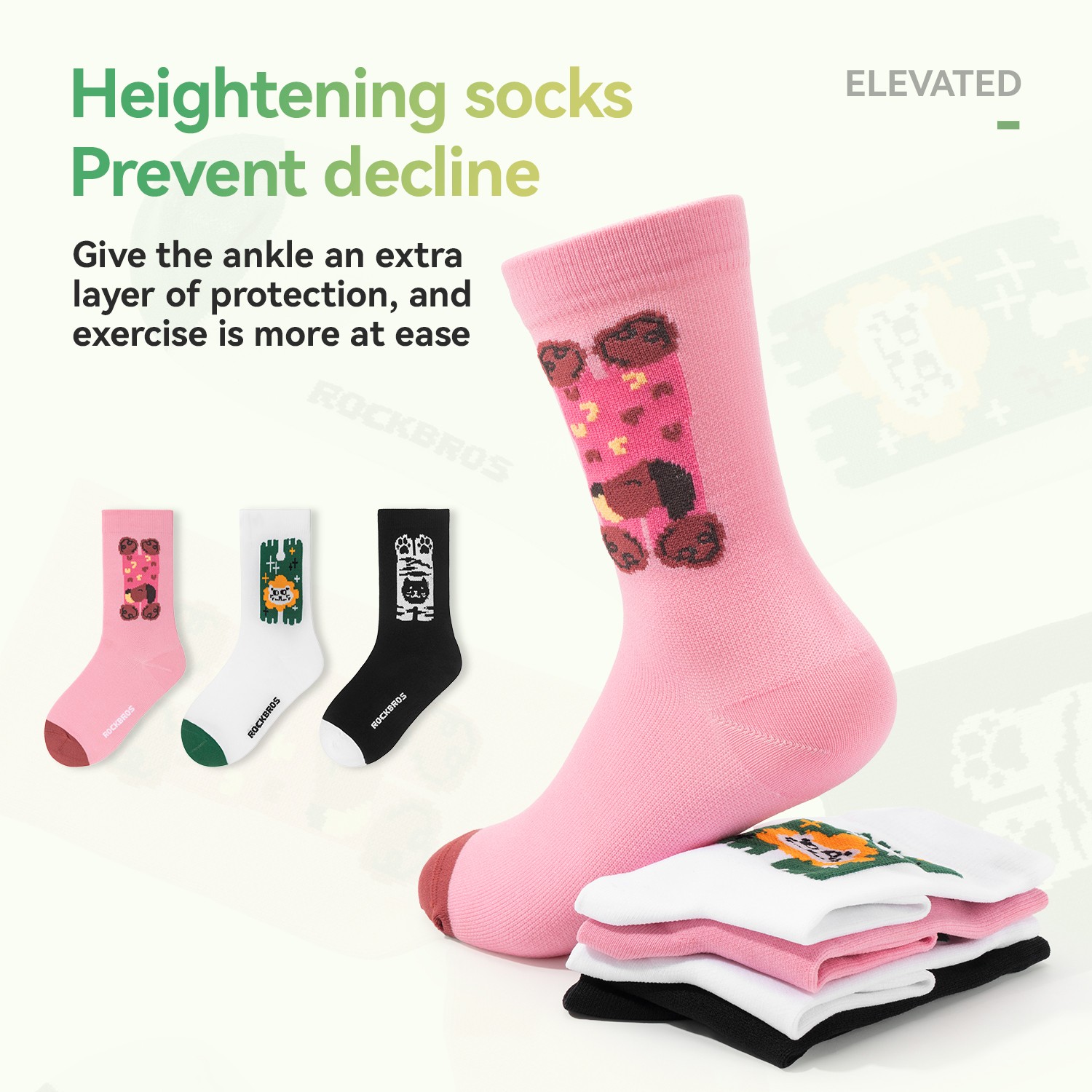 ROCKBROS Kids Crew Socks Boys Girls Athletic Cycling Sport Breathable Socks