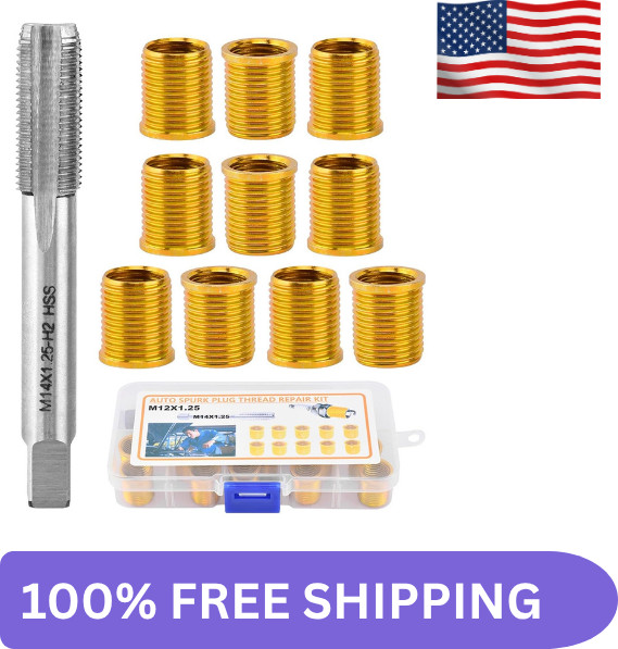 12Mm X 1.25 Helicoil Kit, m12x1.25 Spark Plug Thread Repair kit 12 Insert m...