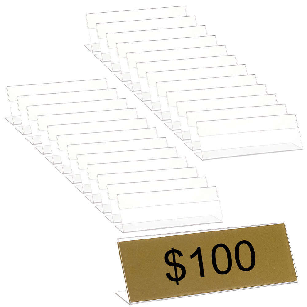 22pcs Acrylic Slant Back Price Frame L-shaped Sign Display Holder Exhibition