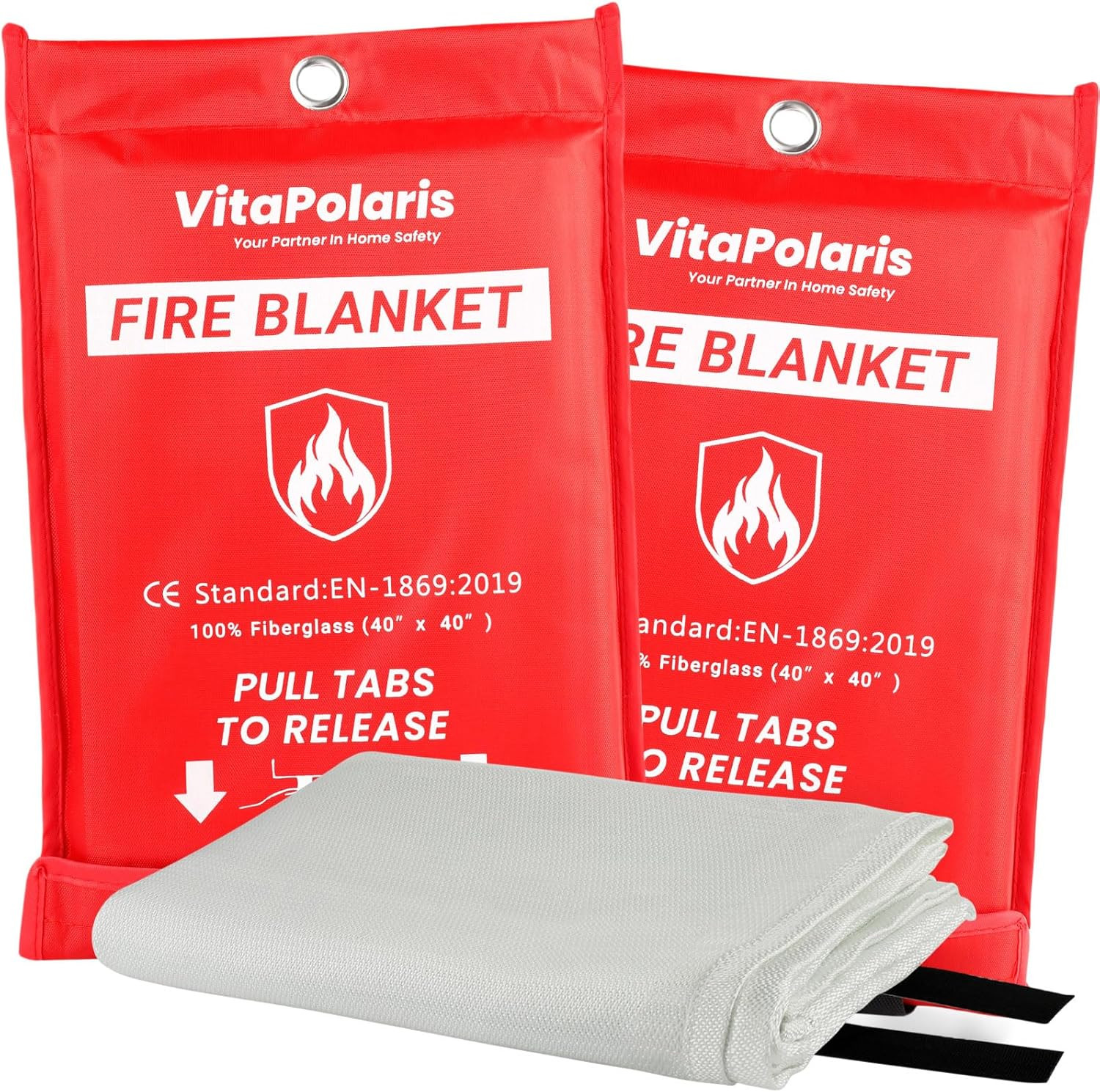 Heavy-Duty Emergency Fire Blanket, 2 Pack – Fireproof Fiberglass Blanket for Kit