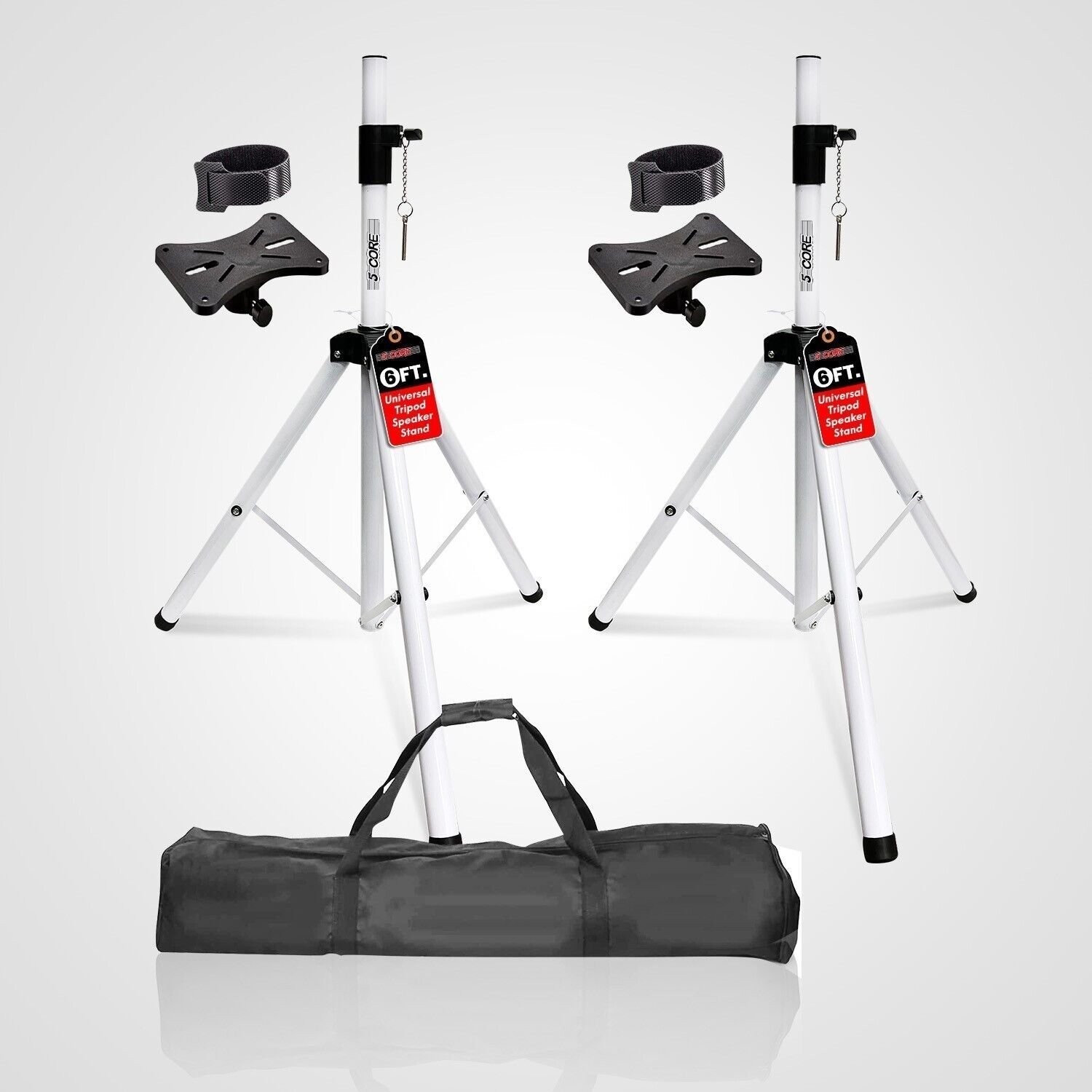 5Core Speaker Stand Tripod Pair Heavy Duty Adjustable 72" Universal Mount w Bag