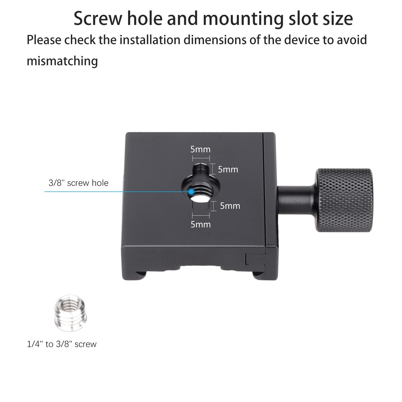 50mm Quick Release Clamp Adapter( Arca-type Compatible) with 1/4" 3/8" Hole
