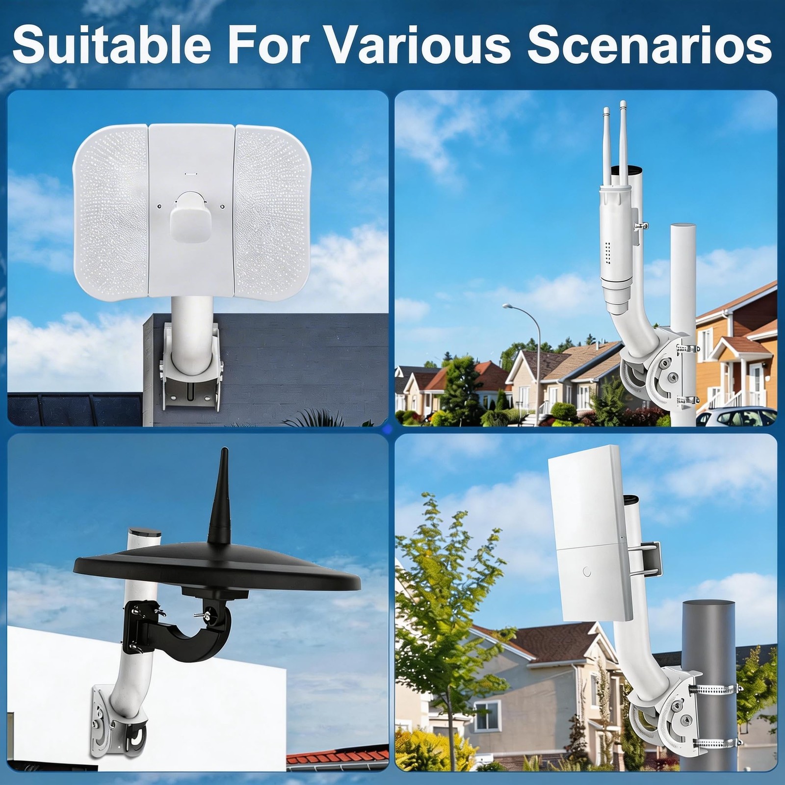 Wireless Bridge Mount 2-Pack,14 Inch Adjustable J Pole Antenna Mount,Wall or ...