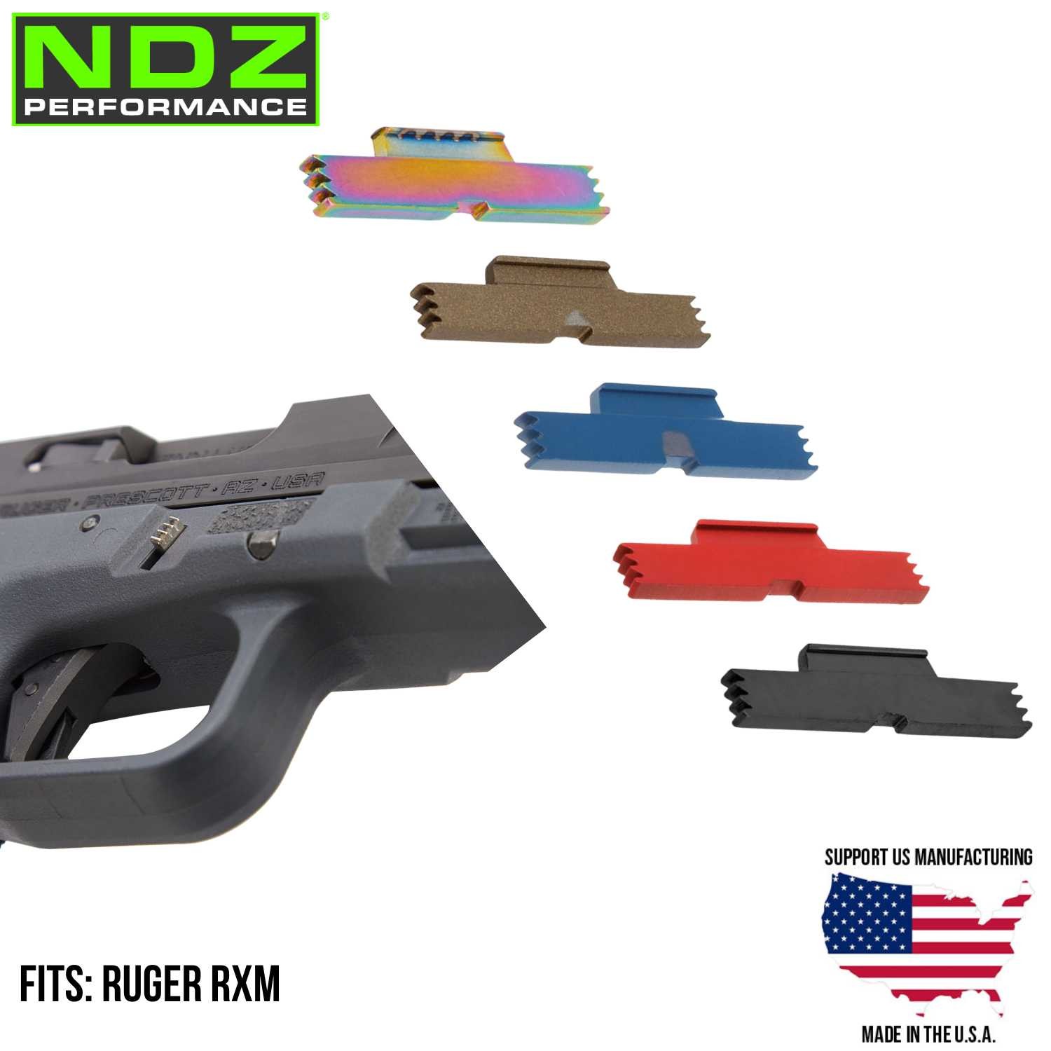 NDZ Ruger RXM ESLL Extended Slide Lock Lever Stainless Steel Cerakote PVD