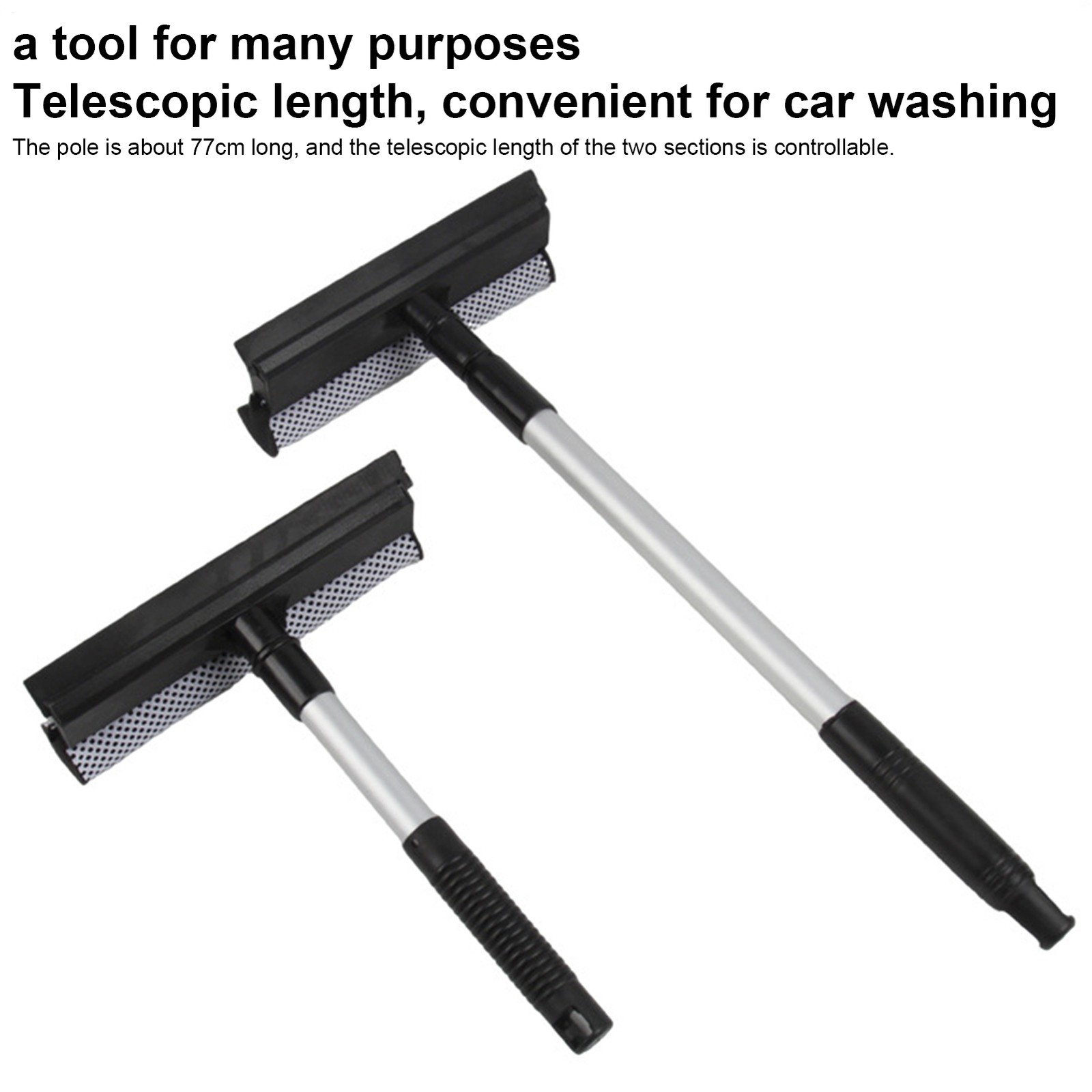 Retractable Sponge Brush For Cars 2-In-1 Extendable Squeegee Window Cleaner Tool