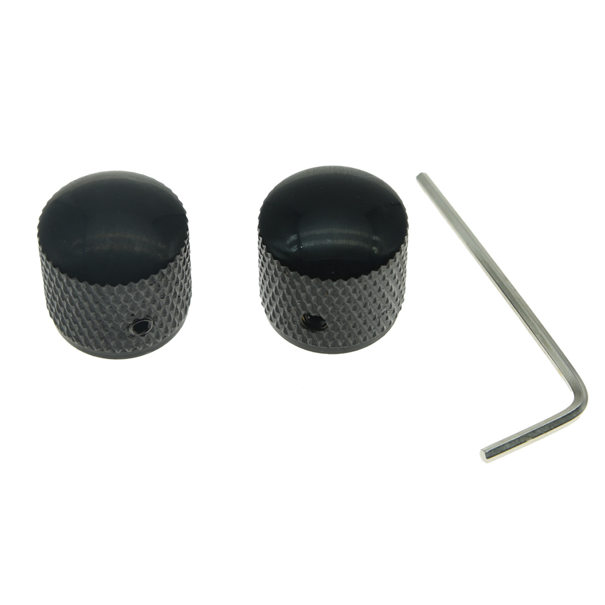 2x Black 20mm Bass Guitar Knobs Dome Knobs for Precision P Bass with Set Screw