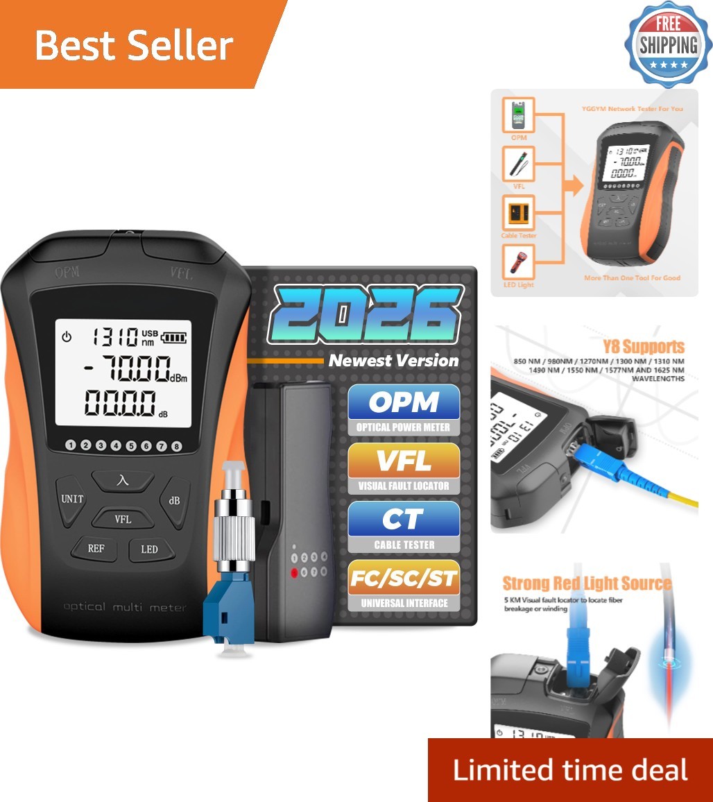 Multi-Functional Fiber Light Meter with VFL & Cable Tester - Accurate & Portable