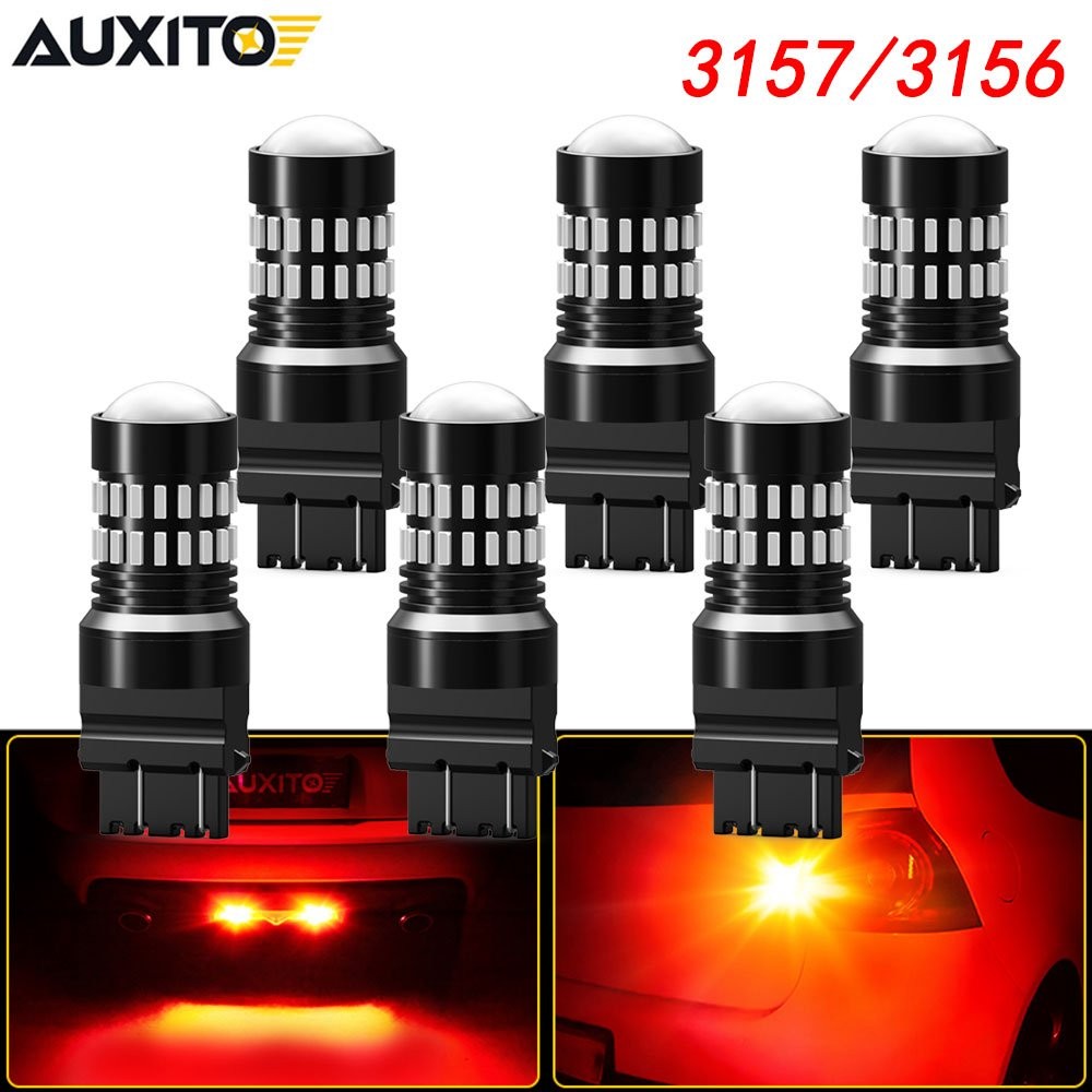 6pcs AUXITO 3157 Red LED 3156 Brake Tail Light Parking Bulbs Legal Universal HUS