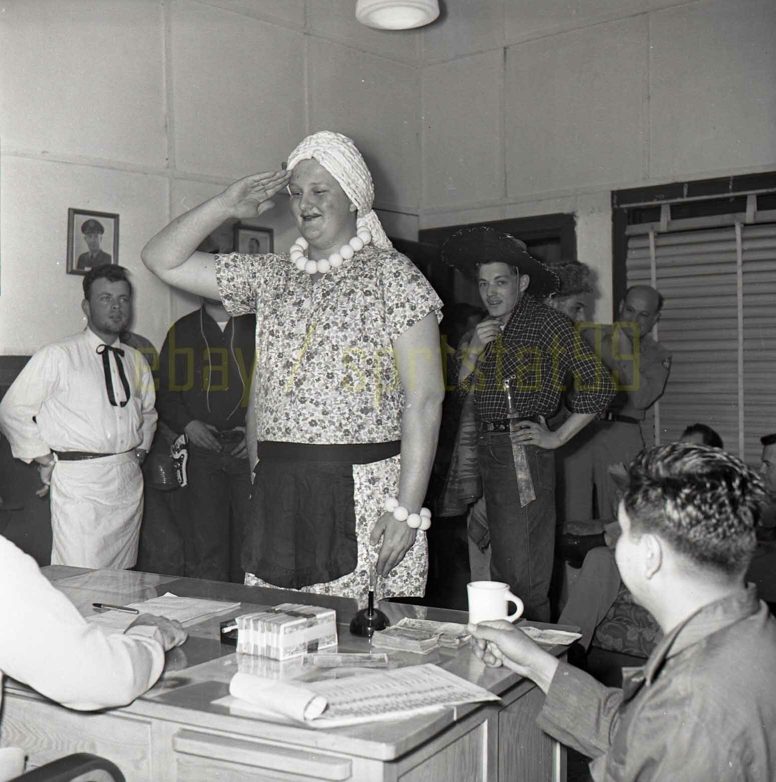 Reporting for Pay - 1953d AACS @ Misawa Air Force Base Japan - Vintage Negative
