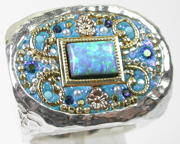 MODERN Simulated OPAL STATEMENT RING  Sterling Silver