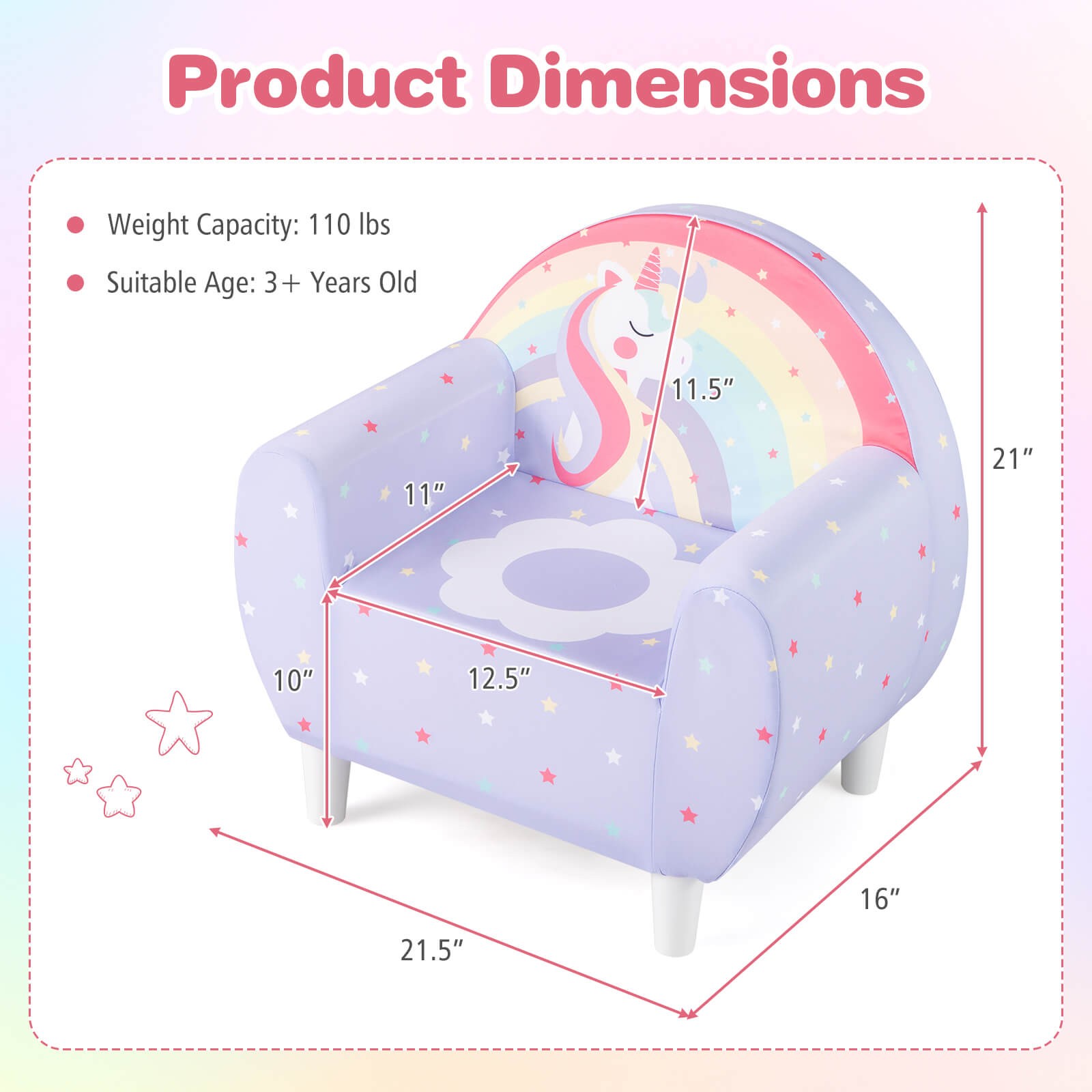 Kids Sofa w/Breathable Spandex Fabric High-density Sponge Filling for Boys Girls